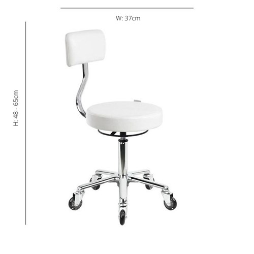 Stool - With Back - White - Aluminium Base